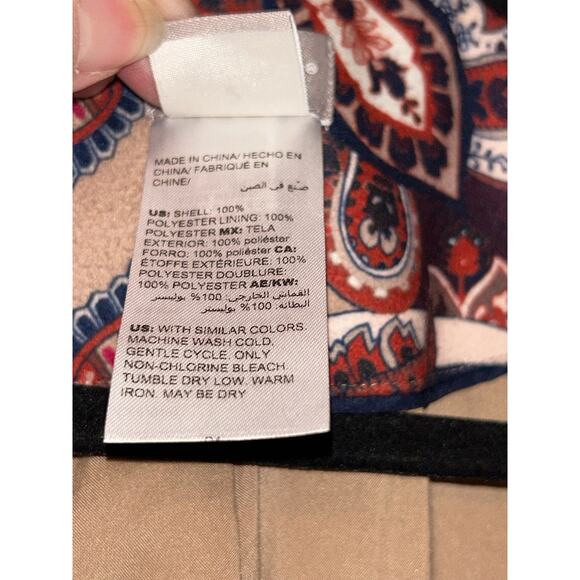 Chico’s Drama Patch Old Money Mob Wife Boho western Brown Blue Duster / Coat - Picture 13 of 13